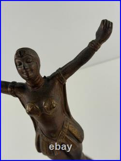 Vtg Art Deco Bronze Woman Dancer LAMP parts repair statue
