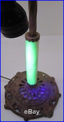 Vtg Art Deco Cast Metal Floor Lamp Light Fixture Uranium Reactive Glass Houze