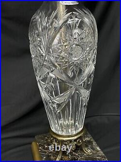Vtg Art Deco French Hand Cut Leaded Crystal Table Lamp Hollywood Regency ABP Sty