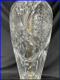 Vtg Art Deco French Hand Cut Leaded Crystal Table Lamp Hollywood Regency ABP Sty