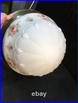 Vtg Art Deco Frost Glass Light Shade Cameo Glass Pastel Shade 12IN Ceiling Shade