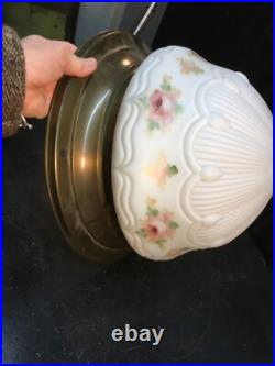 Vtg Art Deco Frost Glass Light Shade Cameo Glass Pastel Shade 12IN Ceiling Shade
