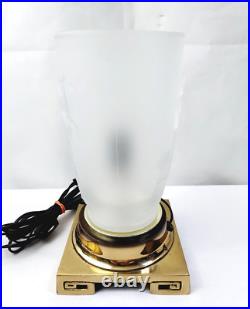 Vtg Art Deco Frosted Glass Lalique Type Table Lamp Woman Harvesting & Dancing