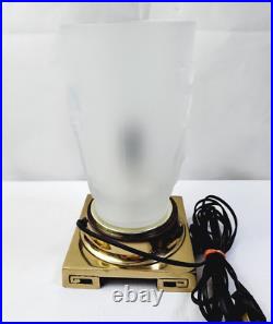 Vtg Art Deco Frosted Glass Lalique Type Table Lamp Woman Harvesting & Dancing