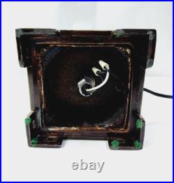 Vtg Art Deco Frosted Glass Lalique Type Table Lamp Woman Harvesting & Dancing