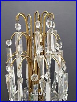 Vtg Art Deco HOLLYWOOD REGENCY Crystal Glass Prisms WATERFALL 4-TIER Table Lamp