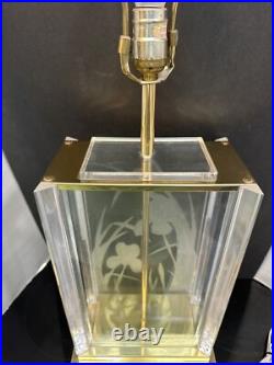 Vtg. Art Deco Hollywood Regency Frederick Raymond Etched Floral Table Lamp