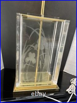 Vtg. Art Deco Hollywood Regency Frederick Raymond Etched Floral Table Lamp