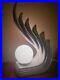 Vtg_Art_Deco_Huge_1980s_Cascading_Wing_Flame_Lamp_White_Ceramic_Limelight_Rare_01_ibp