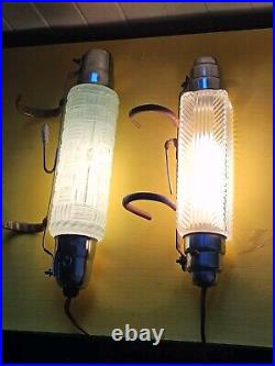 Vtg Art Deco Lamps Glass And Chrome