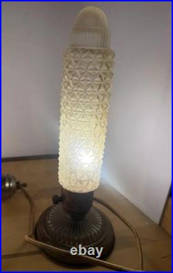 Vtg Art Deco Pair TORPEDO GLASS LAMPS BED Headboard LIGHT Bullet Skyscrapers