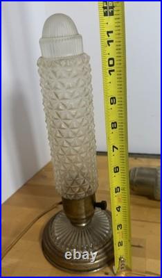 Vtg Art Deco Pair TORPEDO GLASS LAMPS BED Headboard LIGHT Bullet Skyscrapers