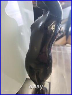 Vtg Art Deco Sarsaparilla Lamp Glass Moon Lady After Frankart Nude Nymph