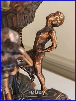 Vtg Art Deco Spelter Bronze Table Lamp Four Dancing Girls (Base Only) 8x 5 7/8