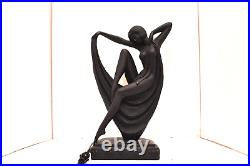 Vtg Art Deco Style Dancer Nude Women Nymph Figural Accent Table Lamp 15 Resin