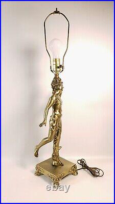 Vtg BRASS ART DECO 29 Solid Brass Women Figure- Leviton