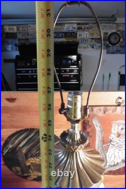 Vtg Falkenstein MCM Hollywood Regency Table Lamp Brass Cherub Opalescent Glass
