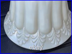 Vtg Glass Torchiere Lamp Shade Art Deco Mid Mod Ivory Cream Leaf, 3 1/2 Fitter