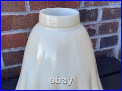 Vtg Glass Torchiere Lamp Shade Art Deco Mid Mod Ivory Cream Leaf, 3 1/2 Fitter