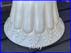 Vtg Glass Torchiere Lamp Shade Art Deco Mid Mod Ivory Cream Leaf, 3 1/2 Fitter