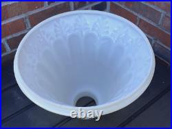 Vtg Glass Torchiere Lamp Shade Art Deco Mid Mod Ivory Cream Leaf, 3 1/2 Fitter