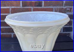 Vtg Glass Torchiere Lamp Shade Art Deco Mid Mod Ivory Cream Leaf, 3 1/2 Fitter