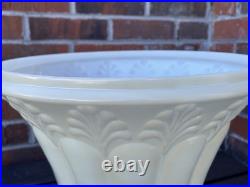 Vtg Glass Torchiere Lamp Shade Art Deco Mid Mod Ivory Cream Leaf, 3 1/2 Fitter