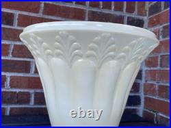 Vtg Glass Torchiere Lamp Shade Art Deco Mid Mod Ivory Cream Leaf, 3 1/2 Fitter