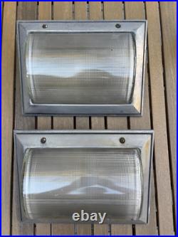 Vtg Holophane MCM Art Deco Ceiling Wall Sconce Lamp Light Industrial Chrome