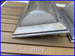 Vtg Holophane MCM Art Deco Ceiling Wall Sconce Lamp Light Industrial Chrome