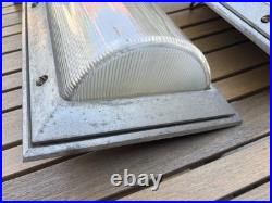 Vtg Holophane MCM Art Deco Ceiling Wall Sconce Lamp Light Industrial Chrome