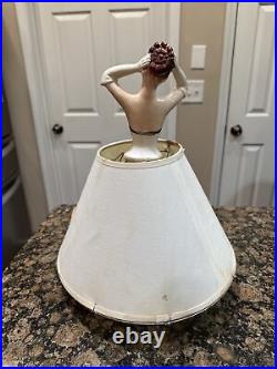 Vtg Lady Bust Lamp Gold Trim 15'' Art Deco Japan Ceramic Ballroom Gown Dress