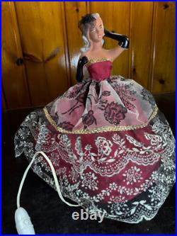 Vtg Lady Half Doll Lamp Art Deco Marilyn Monroe table lamp Glowing Dress