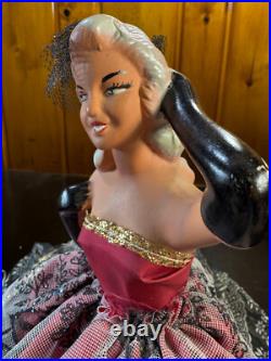 Vtg Lady Half Doll Lamp Art Deco Marilyn Monroe table lamp Glowing Dress