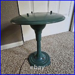 Vtg Lamp Sight Light Corp. Art Deco Flying Saucer USA Mid Century Green Works