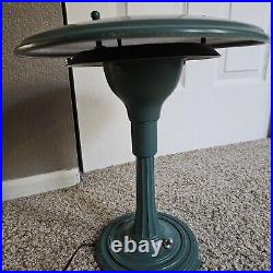 Vtg Lamp Sight Light Corp. Art Deco Flying Saucer USA Mid Century Green Works