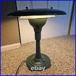 Vtg Lamp Sight Light Corp. Art Deco Flying Saucer USA Mid Century Green Works