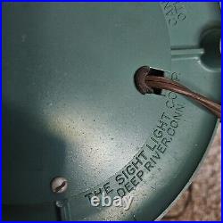 Vtg Lamp Sight Light Corp. Art Deco Flying Saucer USA Mid Century Green Works