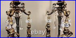 Vtg MCM Art Deco Style The Graces Greek Goddess Hollywood Regency Crystal Lamps