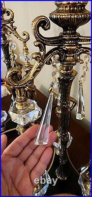 Vtg MCM Art Deco Style The Graces Greek Goddess Hollywood Regency Crystal Lamps