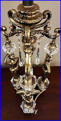 Vtg MCM Art Deco Style The Graces Greek Goddess Hollywood Regency Crystal Lamps