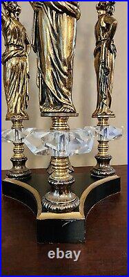 Vtg MCM Art Deco Style The Graces Greek Goddess Hollywood Regency Crystal Lamps