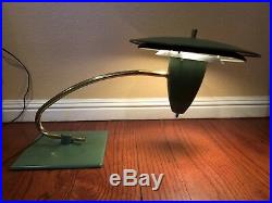 Vtg M. G. Wheeler Sight Light Industrial Design Table Lamp 1950's Art Deco Green