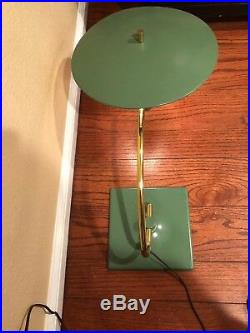 Vtg M. G. Wheeler Sight Light Industrial Design Table Lamp 1950's Art Deco Green