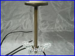 Vtg Pair of Art Deco Clear Feather or Leaves Glass Electric Lamp Table Bedroom