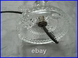 Vtg Pair of Art Deco Clear Feather or Leaves Glass Electric Lamp Table Bedroom