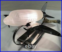 Vtg Sarsaparilla Art Deco Chrome Airplane Lamp Frosted Glass Excellent Cond