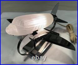 Vtg Sarsaparilla Art Deco Chrome Airplane Lamp Frosted Glass Excellent Cond