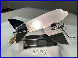 Vtg Sarsaparilla Art Deco Chrome Airplane Lamp Frosted Glass Excellent Cond