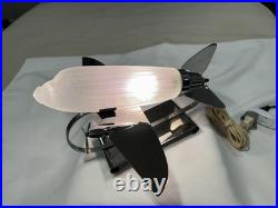 Vtg Sarsaparilla Art Deco Chrome Airplane Lamp Frosted Glass Excellent Cond